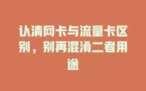 认清网卡与流量卡区别，别再混淆二者用途
