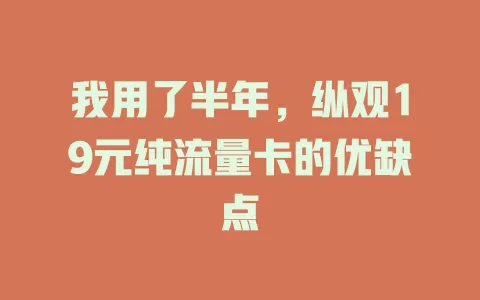 我用了半年，纵观19元纯流量卡的优缺点