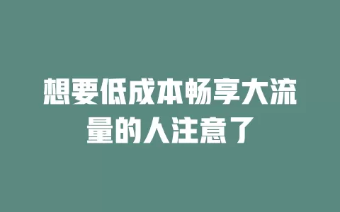 想要低成本畅享大流量的人注意了