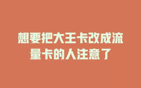 想要把大王卡改成流量卡的人注意了