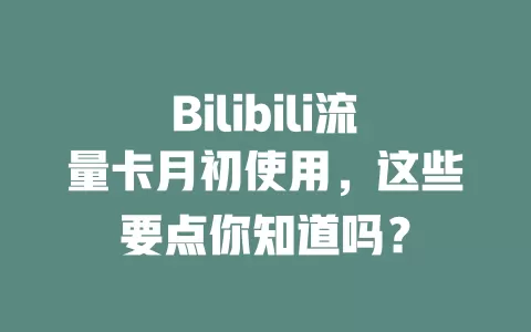 Bilibili流量卡月初使用，这些要点你知道吗？