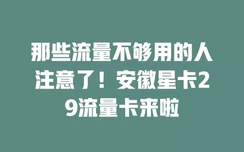 那些流量不够用的人注意了！安徽星卡29流量卡来啦
