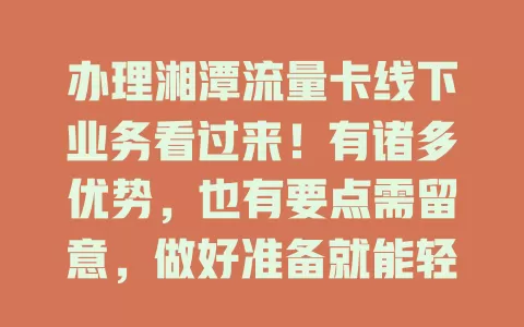办理湘潭流量卡线下业务看过来！有诸多优势，也有要点需留意，做好准备就能轻松办卡享便利