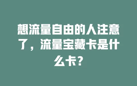 想流量自由的人注意了，流量宝藏卡是什么卡？