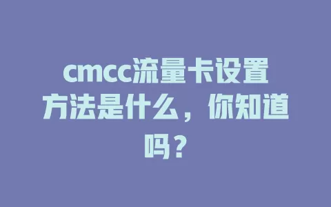 cmcc流量卡设置方法是什么，你知道吗？