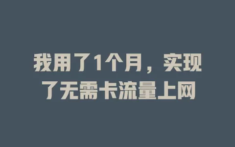 我用了1个月，实现了无需卡流量上网