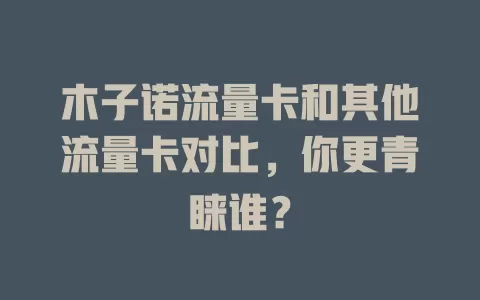 木子诺流量卡和其他流量卡对比，你更青睐谁？