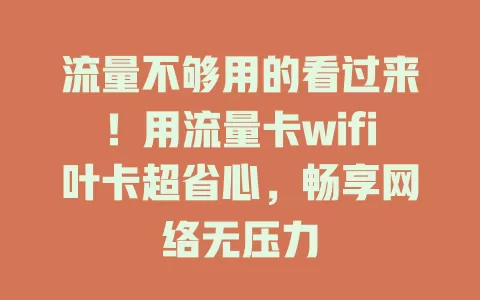流量不够用的看过来！用流量卡wifi叶卡超省心，畅享网络无压力