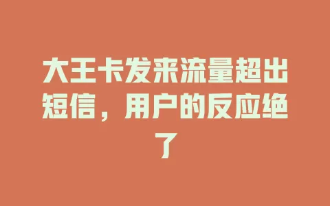 大王卡发来流量超出短信，用户的反应绝了