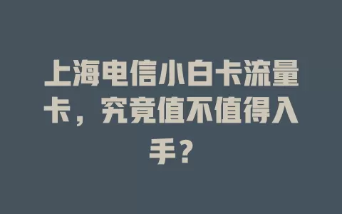 上海电信小白卡流量卡，究竟值不值得入手？