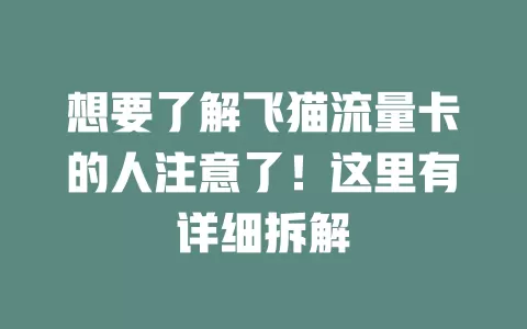 想要了解飞猫流量卡的人注意了！这里有详细拆解