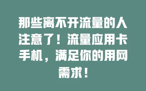 那些离不开流量的人注意了！流量应用卡手机，满足你的用网需求！