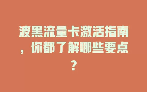 波黑流量卡激活指南，你都了解哪些要点？