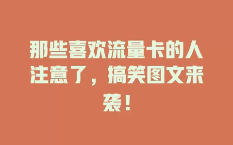 那些喜欢流量卡的人注意了，搞笑图文来袭！