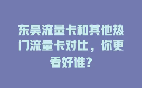 东昊流量卡和其他热门流量卡对比，你更看好谁？