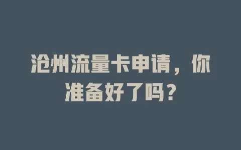 沧州流量卡申请，你准备好了吗？