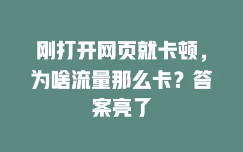 刚打开网页就卡顿，为啥流量那么卡？答案亮了