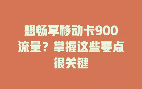想畅享移动卡900流量？掌握这些要点很关键