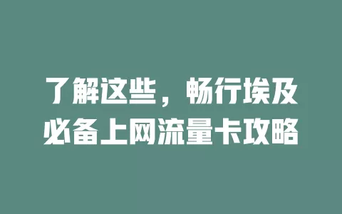 了解这些，畅行埃及必备上网流量卡攻略