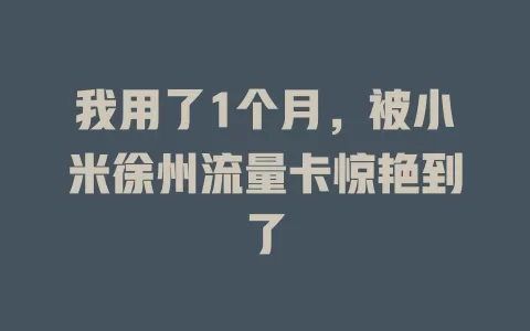 我用了1个月，被小米徐州流量卡惊艳到了
