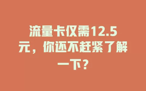 流量卡仅需12.5元，你还不赶紧了解一下？