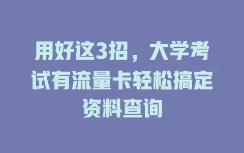 用好这3招，大学考试有流量卡轻松搞定资料查询