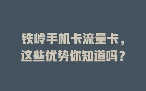 铁岭手机卡流量卡，这些优势你知道吗？