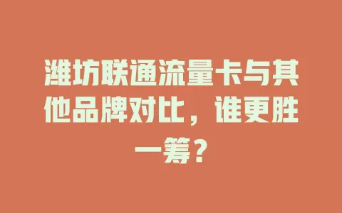 潍坊联通流量卡与其他品牌对比，谁更胜一筹？