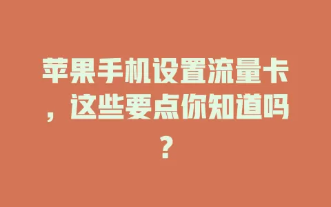 苹果手机设置流量卡，这些要点你知道吗？