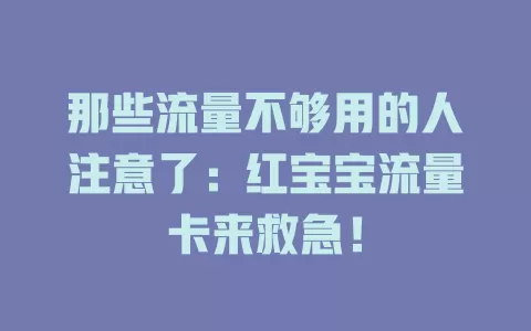 那些流量不够用的人注意了：红宝宝流量卡来救急！