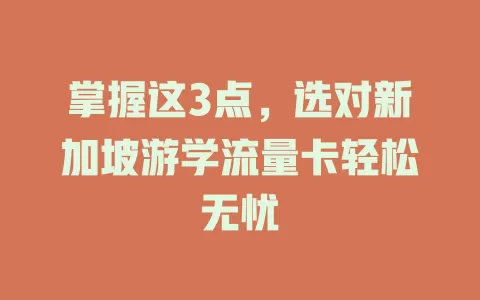 掌握这3点，选对新加坡游学流量卡轻松无忧