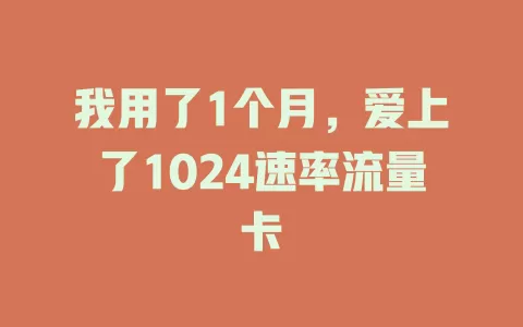 我用了1个月，爱上了1024速率流量卡