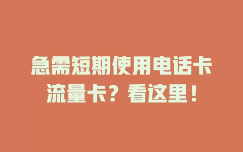 急需短期使用电话卡流量卡？看这里！