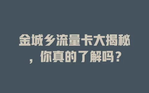 金城乡流量卡大揭秘，你真的了解吗？