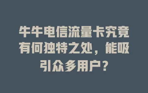 牛牛电信流量卡究竟有何独特之处，能吸引众多用户？