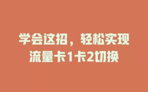 学会这招，轻松实现流量卡1卡2切换