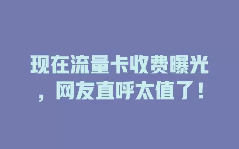 现在流量卡收费曝光，网友直呼太值了！