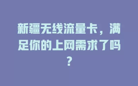 新疆无线流量卡，满足你的上网需求了吗？