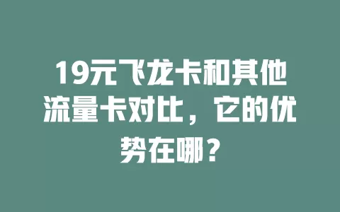 19元飞龙卡和其他流量卡对比，它的优势在哪？