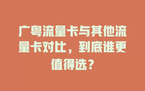 广粤流量卡与其他流量卡对比，到底谁更值得选？