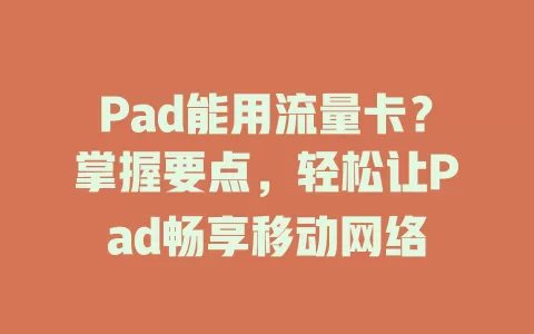 Pad能用流量卡？掌握要点，轻松让Pad畅享移动网络