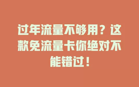 过年流量不够用？这款免流量卡你绝对不能错过！