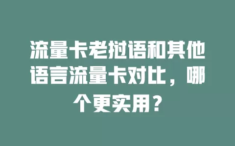 流量卡老挝语和其他语言流量卡对比，哪个更实用？