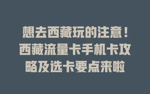 想去西藏玩的注意！西藏流量卡手机卡攻略及选卡要点来啦