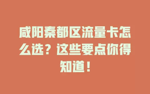 咸阳秦都区流量卡怎么选？这些要点你得知道！