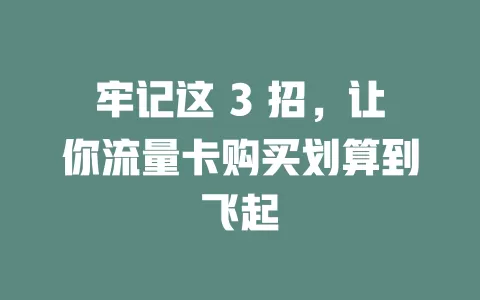 牢记这 3 招，让你流量卡购买划算到飞起