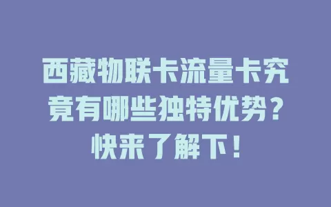 西藏物联卡流量卡究竟有哪些独特优势？快来了解下！