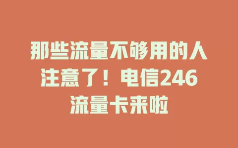 那些流量不够用的人注意了！电信246流量卡来啦