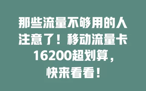 那些流量不够用的人注意了！移动流量卡16200超划算，快来看看！