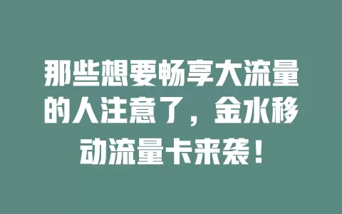 那些想要畅享大流量的人注意了，金水移动流量卡来袭！